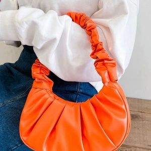 Ladies Ruched Shoulder Bag-Orange